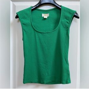 Anthropologie Mauve Kelly green square neck knit tank XL